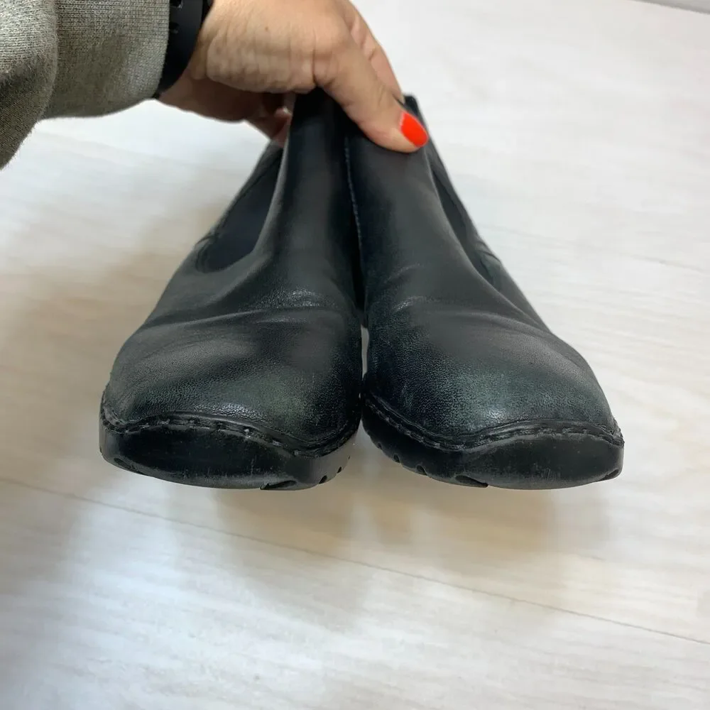 Rieker Chelsea Ankle Boots Womens Size 7 Black Leather Comfort Round Toe Slip On